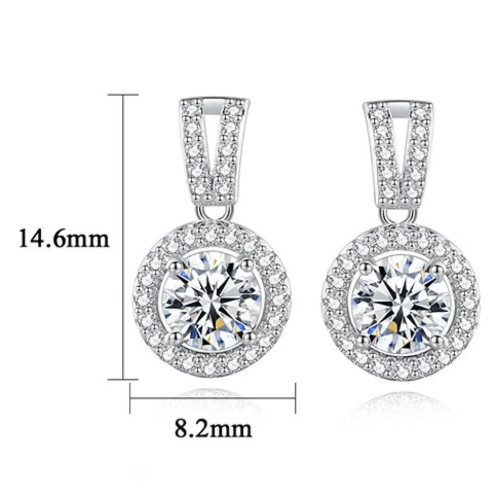 Certified 1ct. t.w. Diamond Moissanite Round Halo Earrings NEW L